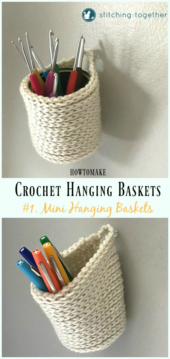 Crochet Mini Hanging Baskets Free Pattern- Hanging #Basket; Free #Crochet; Patterns