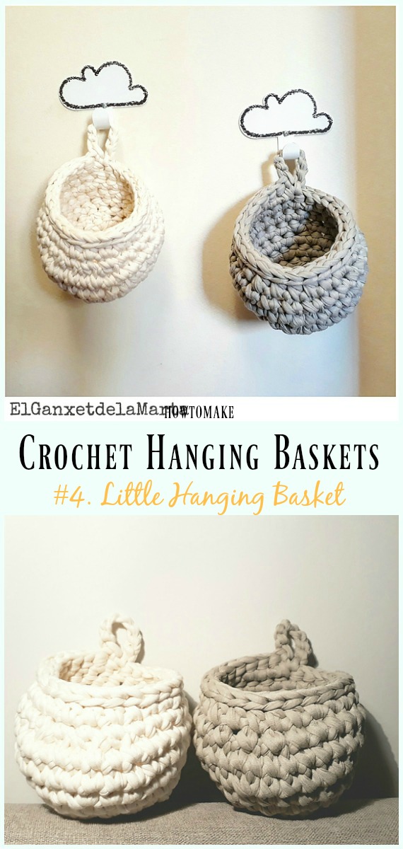 Crochet Hanging Basket Free Pattern- Hanging #Basket; Free #Crochet; Patterns