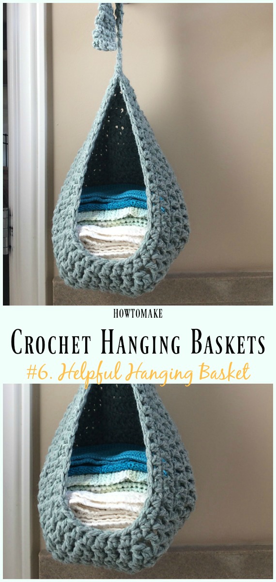 Crochet Helpful Hanging Basket Free Pattern- Hanging #Basket; Free #Crochet; Patterns