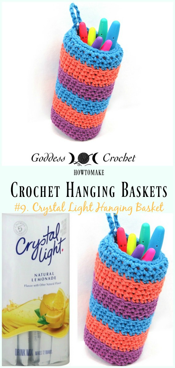 Crochet Crystal Light Hanging Basket Free Pattern- Hanging #Basket; Free #Crochet; Patterns
