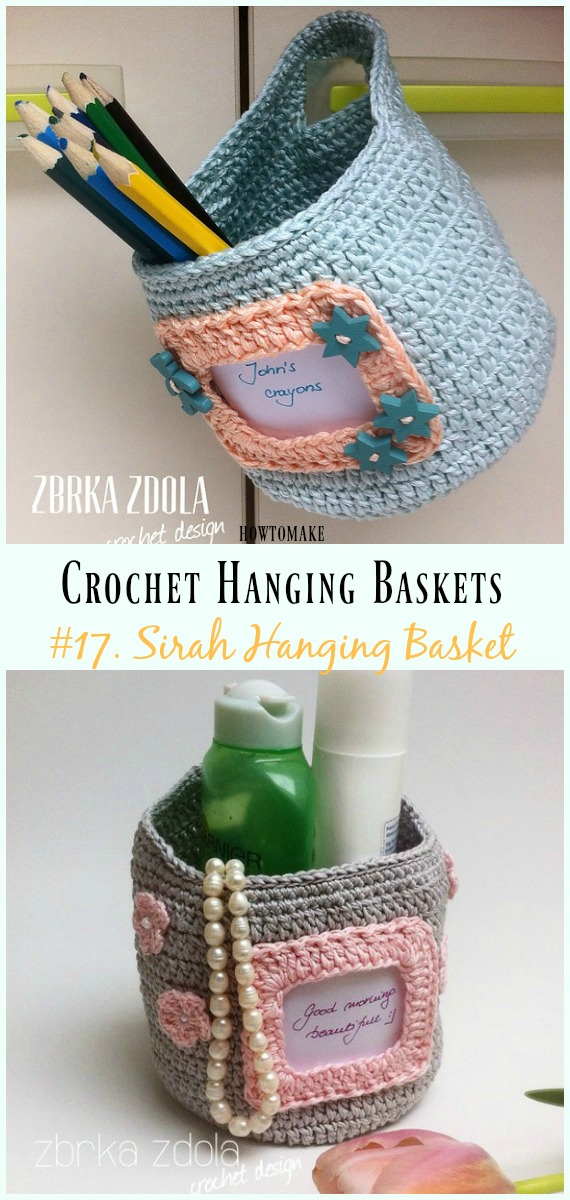 Sirah Hanging Basket Crochet Pattern- Hanging #Basket; #Crochet; Patterns