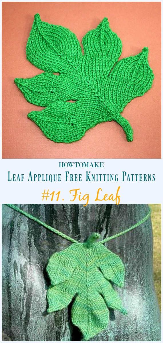 Fig Leaf Knitting Free Pattern- #Leaf; Applique Free #Knitting; Patterns