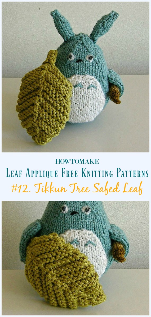 Tikkun Tree Safed Leaf Knitting Free Pattern- #Leaf; Applique Free #Knitting; Patterns