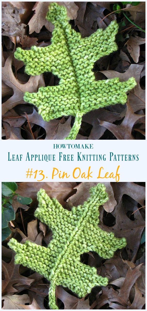Pin Oak Leaf Knitting Free Pattern- #Leaf; Applique Free #Knitting; Patterns