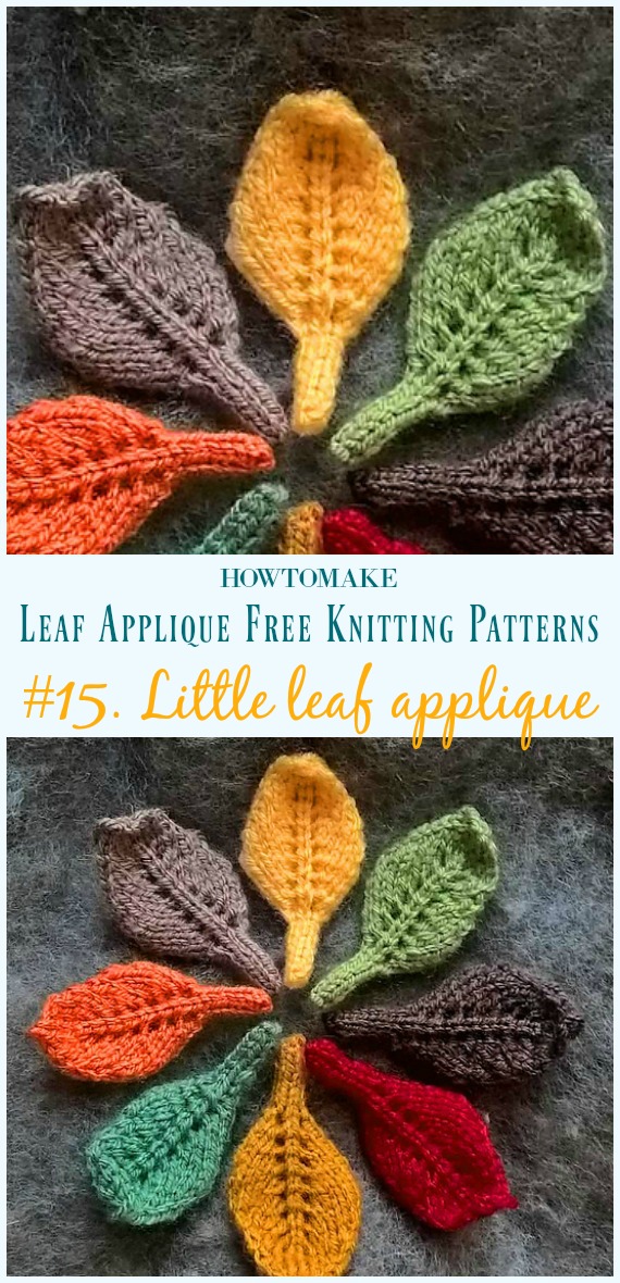 Little Leaf Applique Knitting Free Pattern- #Leaf; Applique Free #Knitting; Patterns