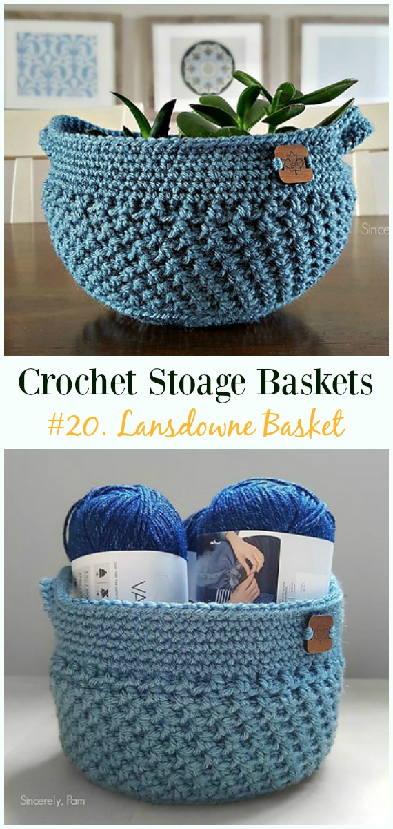 Lansdowne Basket Crochet Free Pattern - Storage #Basket; Free #Crochet; Patterns