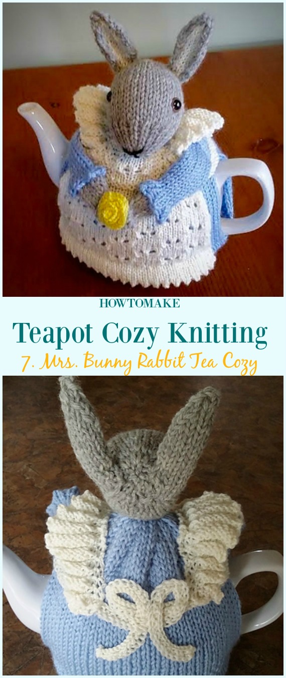 Mrs. Bunny Rabbit Tea Cozy Free Knitting Pattern - #Teapot; Cozy Free #Knitting; Patterns