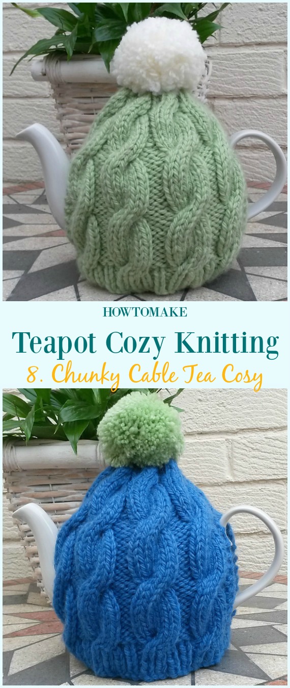 Chunky Cable Tea Cosy Free Knitting Pattern - #Teapot; Cozy Free #Knitting; Patterns