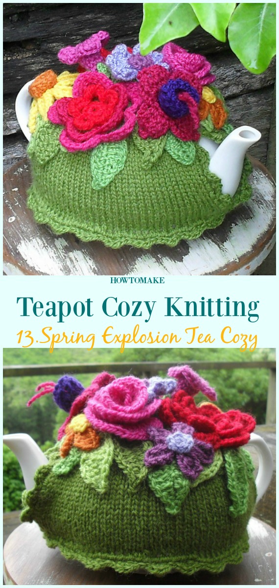 Spring Explosion Tea Cozy Free Knitting Pattern - #Teapot; Cozy Free #Knitting; Patterns