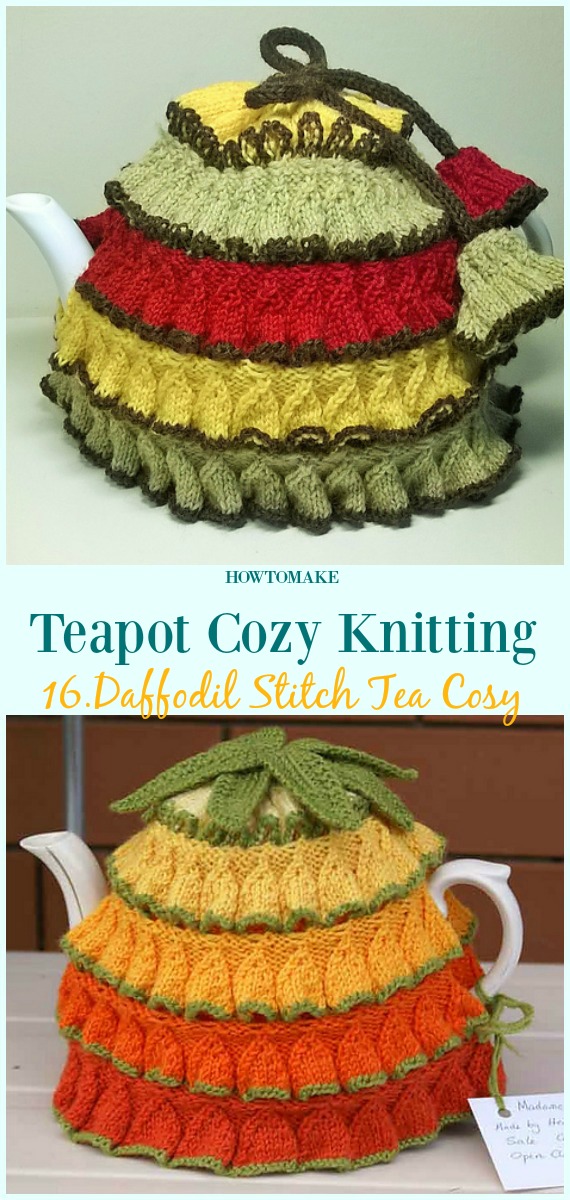 Daffodil Stitch Tea Cosy Free Knitting Pattern - #Teapot; Cozy Free #Knitting; Patterns