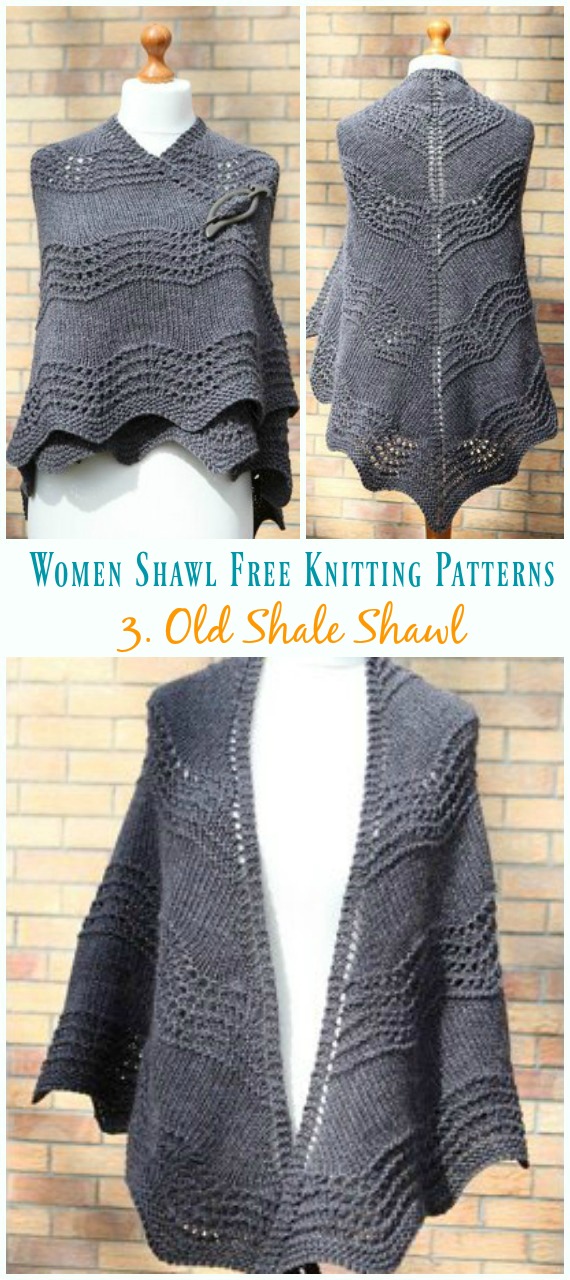 Old Shale Shawl Knitting Free Pattern - Women #Shawl; Free #Knitting; Patterns