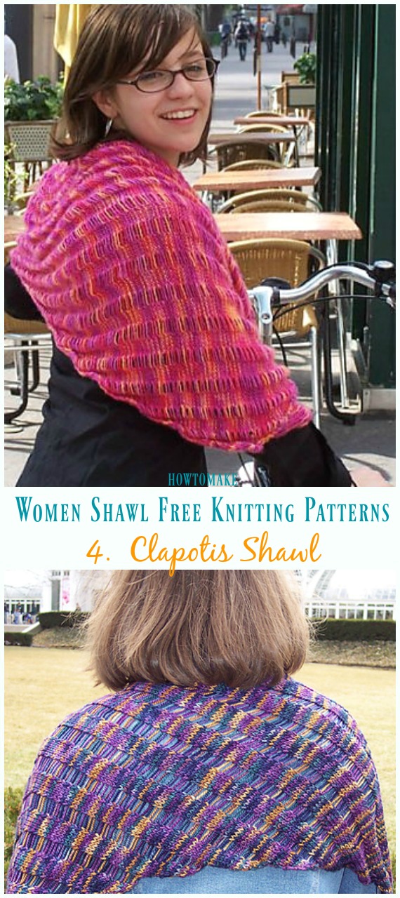 Clapotis Shawl Knitting Free Pattern - Women #Shawl; Free #Knitting; Patterns