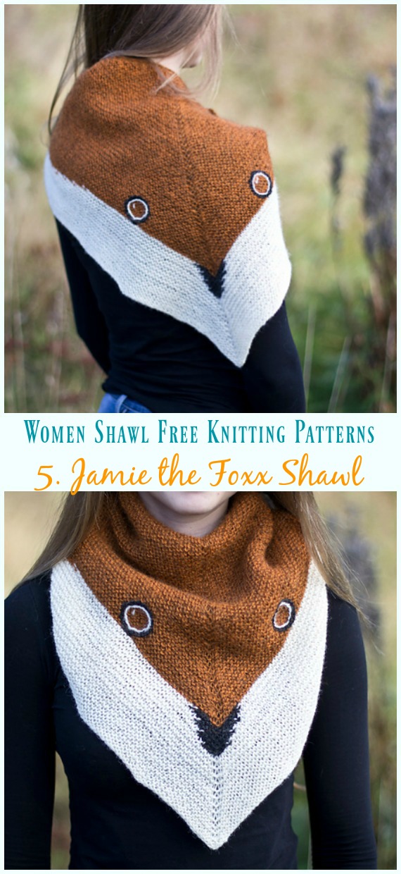Jamie the Foxx Shawl Knitting Free Pattern - Women #Shawl; Free #Knitting; Patterns