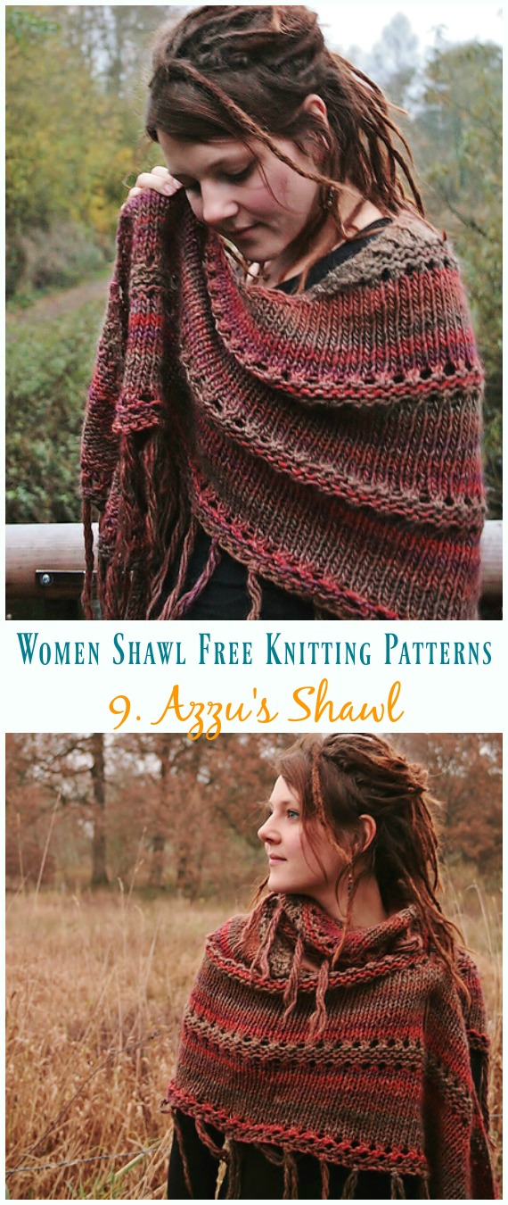 Azzu's Shawl knitting Free Pattern - Women #Shawl; Free #Knitting; Patterns