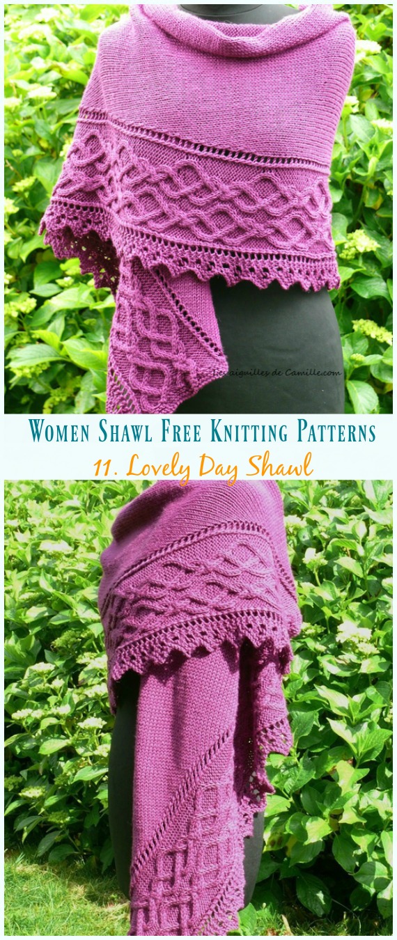 Lovely Day Shawl knitting Free Pattern - Women #Shawl; Free #Knitting; Patterns