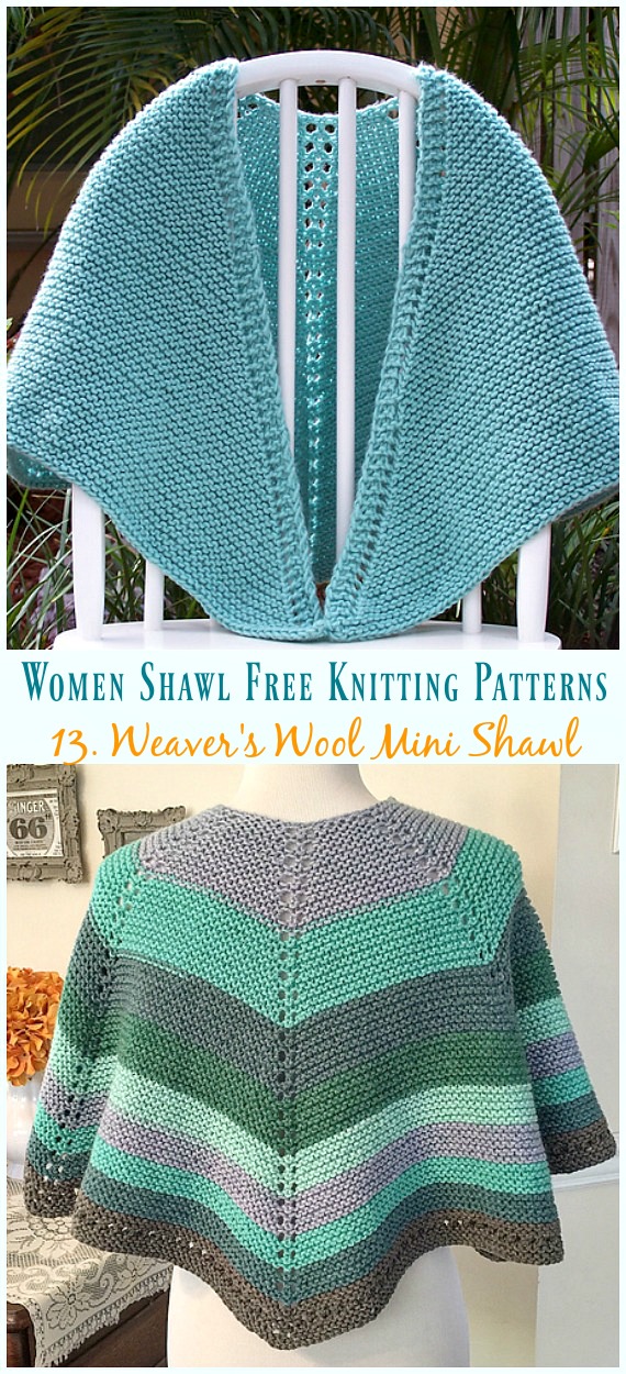 Easy Weaver's Wool Mini Shawl knitting Free Pattern - Women #Shawl; Free #Knitting; Patterns