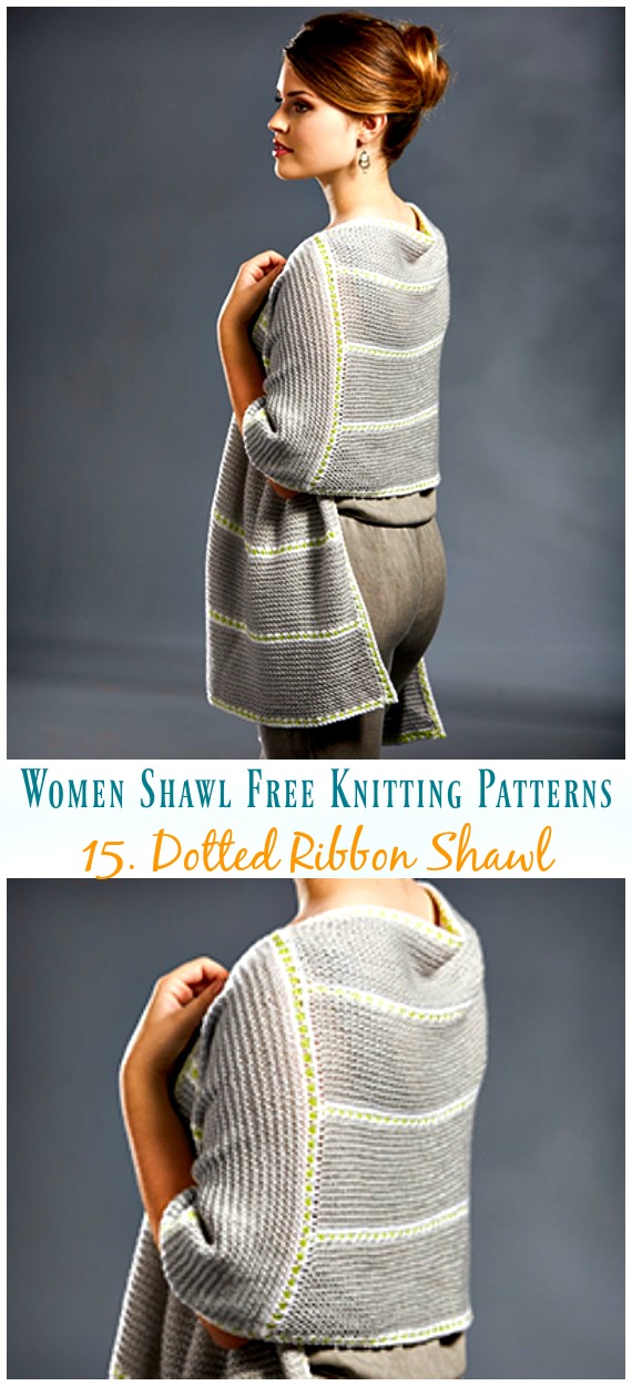 Dotted Ribbon Shawl knitting Free Pattern - Women #Shawl; Free #Knitting; Patterns