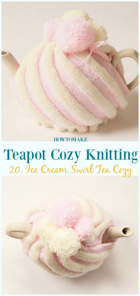 Ice Cream Swirl Tea Cozy Free Knitting Pattern - #Teapot; Cozy Free #Knitting; Patterns