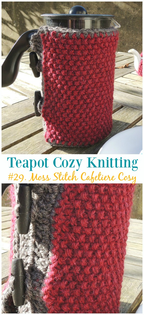 Moss Stitch Cafetiere Cosy Free Knitting Pattern - #Teapot; Cozy Free #Knitting; Patterns