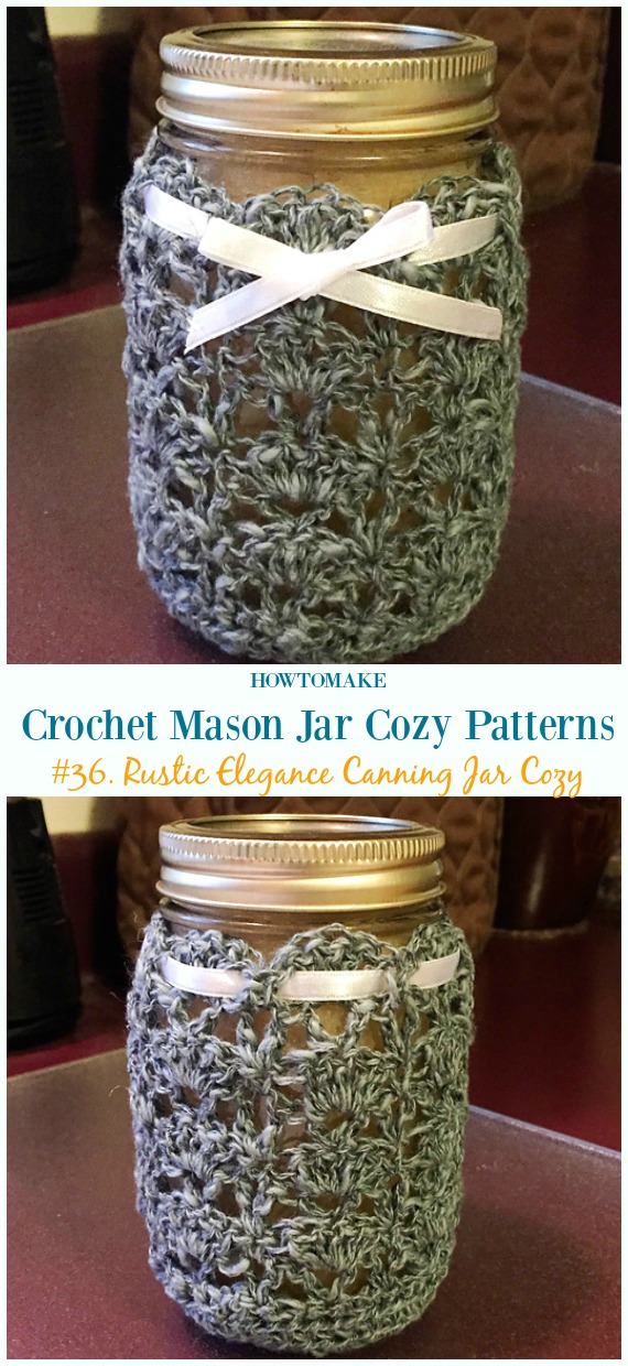 Rustic Elegance Canning Jar Cozy Set Crochet Free Pattern- #Crochet #MasonJar Cozy Free Patterns