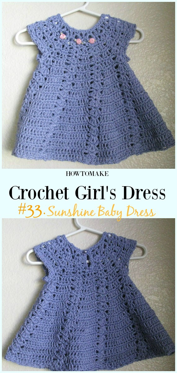 Sunshine Baby Dress Crochet Free Pattern - Girl #Dress Free #Crochet Patterns