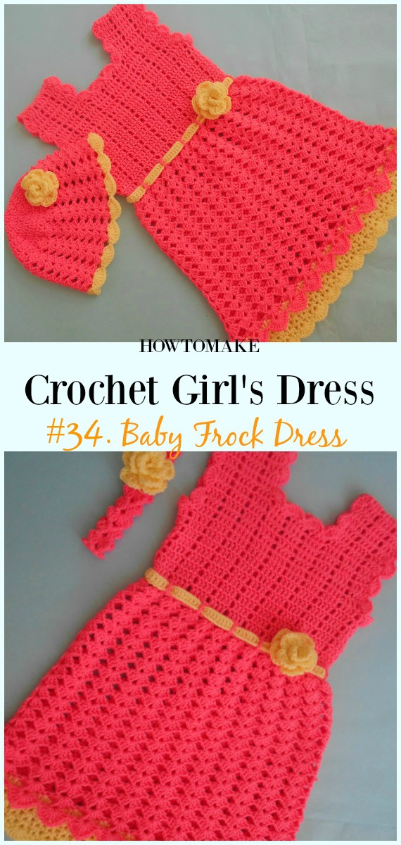 Baby Frock Dress Crochet Free Pattern - Girl #Dress Free #Crochet Patterns