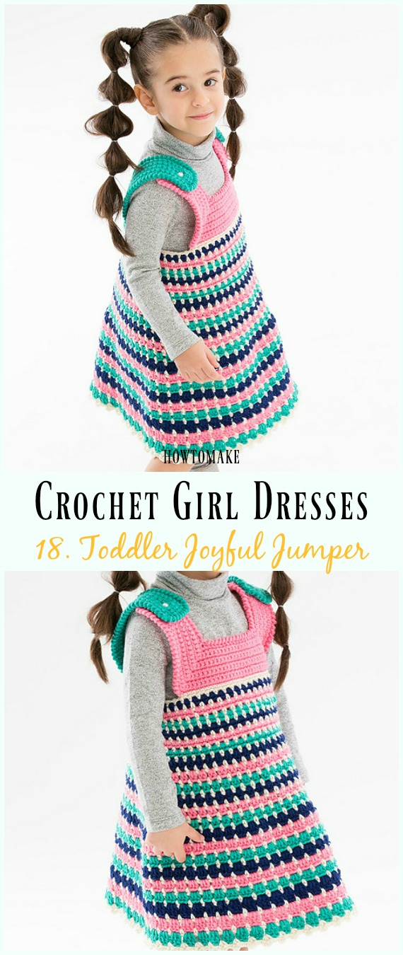 Crochet Toddler Joyful Jumper Free Pattern - Girl #Dress Free #Crochet Patterns
