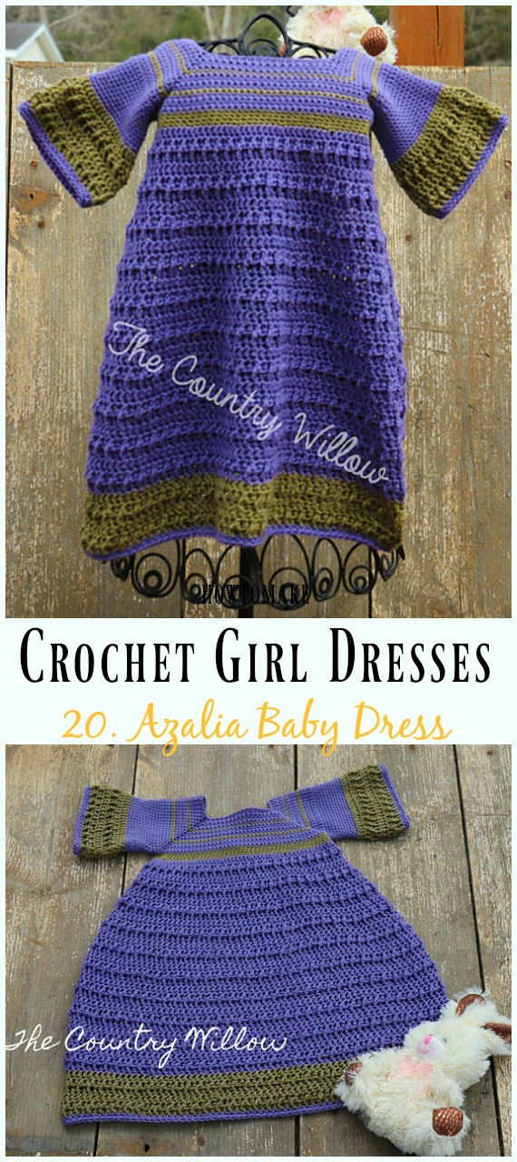 Crochet Azalia Baby Dress Free Pattern - Girl #Dress Free #Crochet Patterns