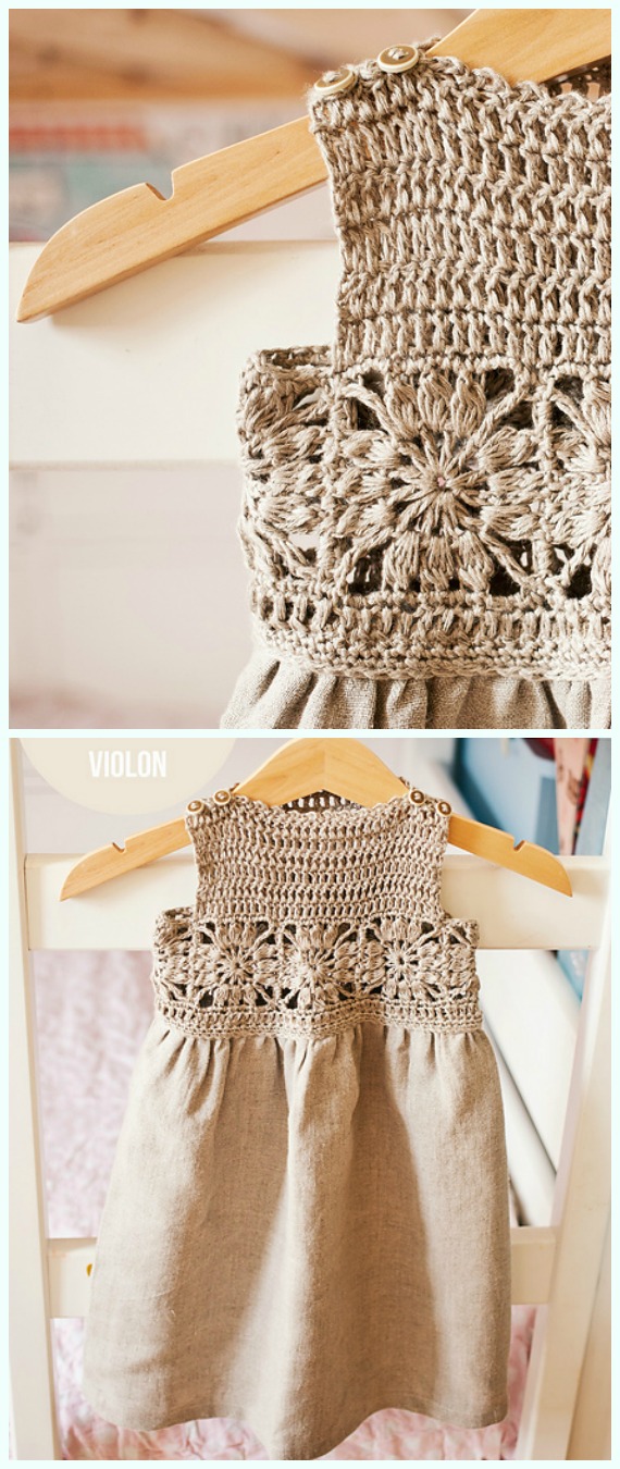 Granny Square Fabric Dress Crochet Free Pattern - Girl #Dress Free #Crochet Patterns