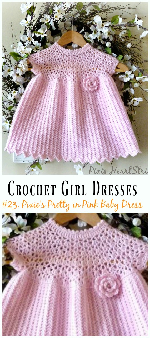 Pixie's Pretty in Pink Baby Dress Crochet Free Pattern - Girl #Dress Free #Crochet Patterns