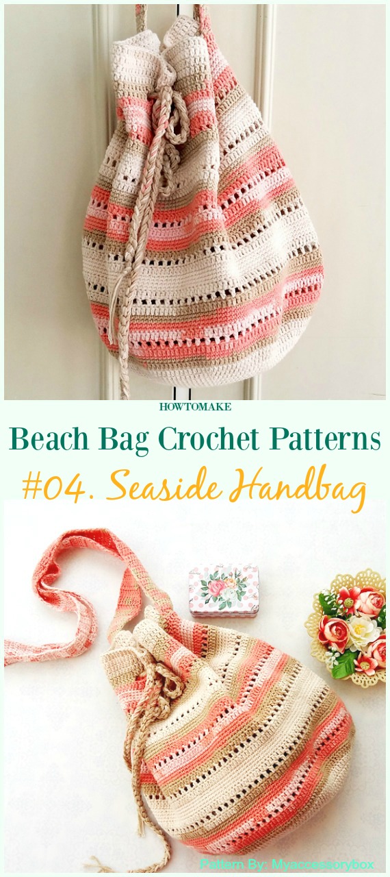 Seaside Handbag Crochet Free Pattern - Beach #Bag; Free #Crochet; Patterns