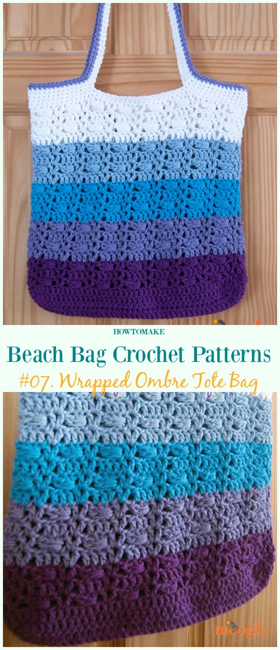 Wrapped Ombre Tote Bag Crochet Free Pattern - Beach #Bag; Free #Crochet; Patterns