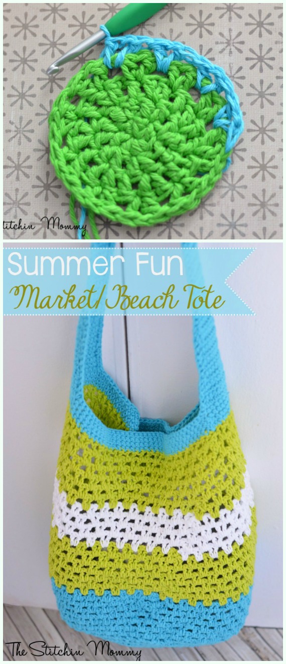 Summer Fun Market/Beach Tote Crochet Free Pattern - Beach #Bag; Free #Crochet; Patterns