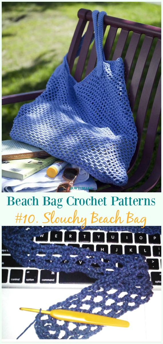 Slouchy Beach Bag Crochet Free Pattern - Beach #Bag; Free #Crochet; Patterns