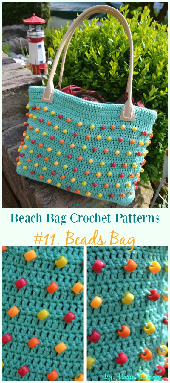 Beads Bag Crochet Free Pattern - Beach #Bag; Free #Crochet; Patterns