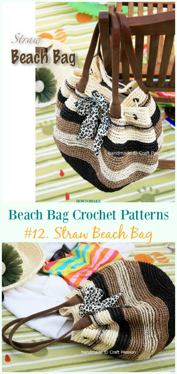 Straw Beach Bag  Crochet Free Pattern - Beach #Bag; Free #Crochet; Pattern