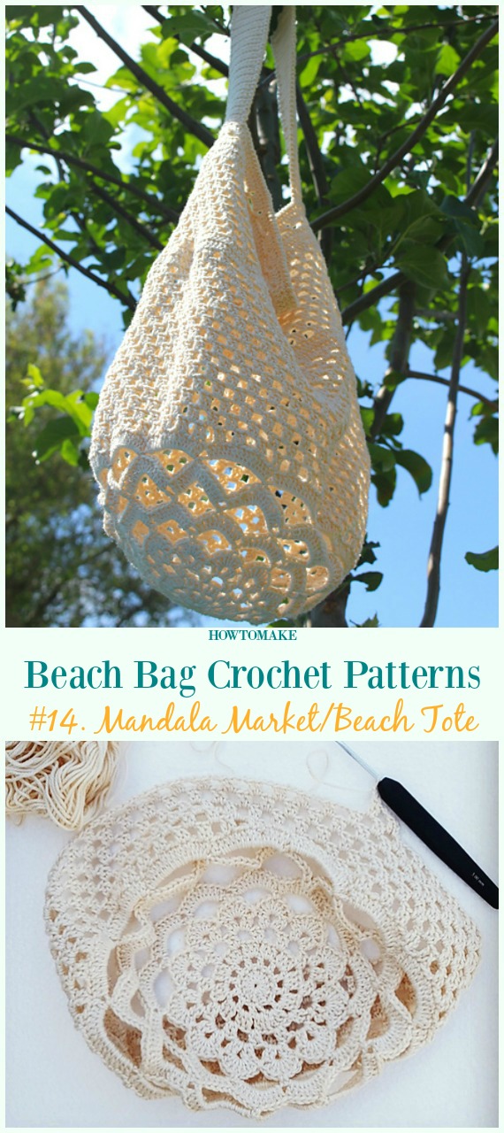Mandala Market/Beach Tote Crochet Free Pattern - Beach #Bag; Free #Crochet; Patterns