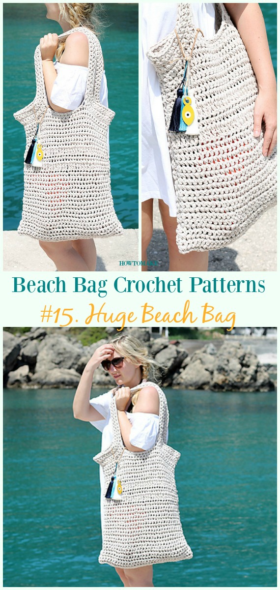 Huge Beach Bag Crochet Free Pattern - Beach #Bag; Free #Crochet; Patterns