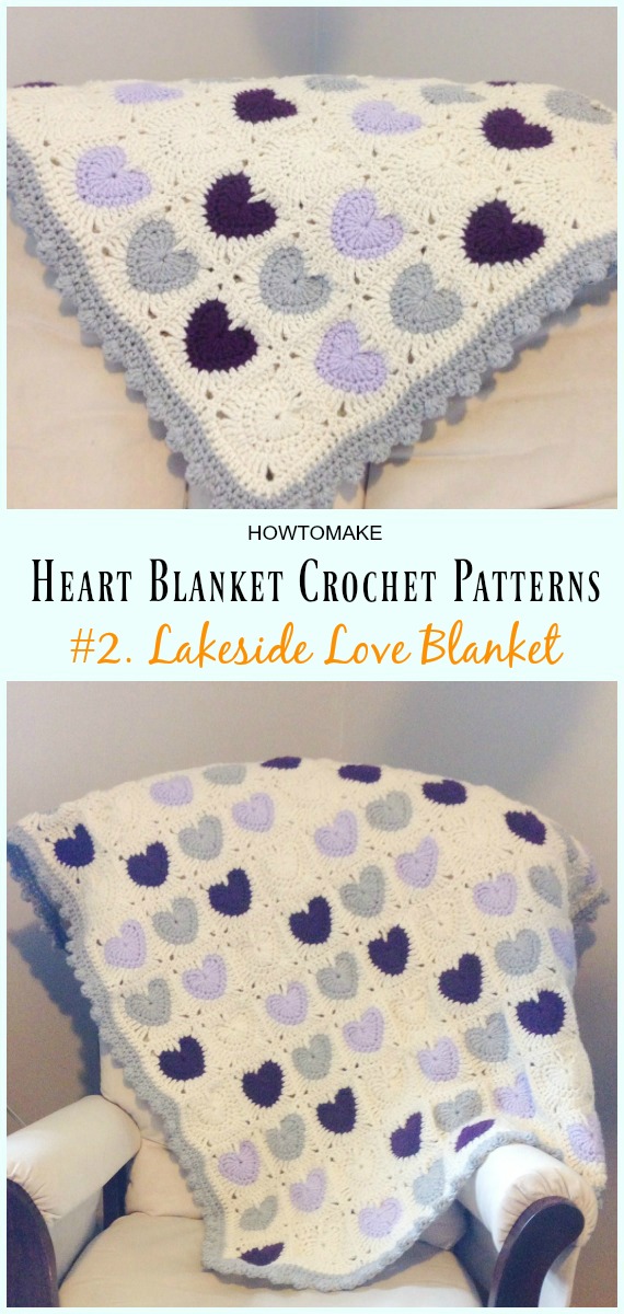 Crochet Lakeside Love Blanket Free Pattern - #Heart; #Blanket; #Crochet Free Patterns