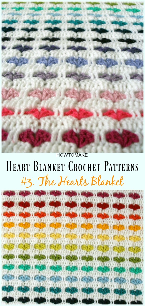 Crochet Hearts Blanket Free Pattern - #Heart; #Blanket; #Crochet Free Patterns