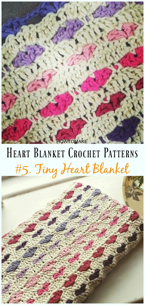 Crochet Tiny Heart Blanket Free Pattern - #Heart; #Blanket; #Crochet Free Patterns