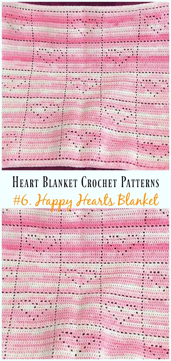 Crochet Happy Hearts Blanket Free Pattern - #Heart; #Blanket; #Crochet Free Patterns
