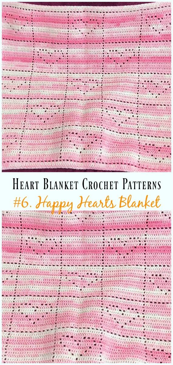 Crochet Happy Hearts Blanket Free Pattern - #Heart; #Blanket; #Crochet Free Patterns