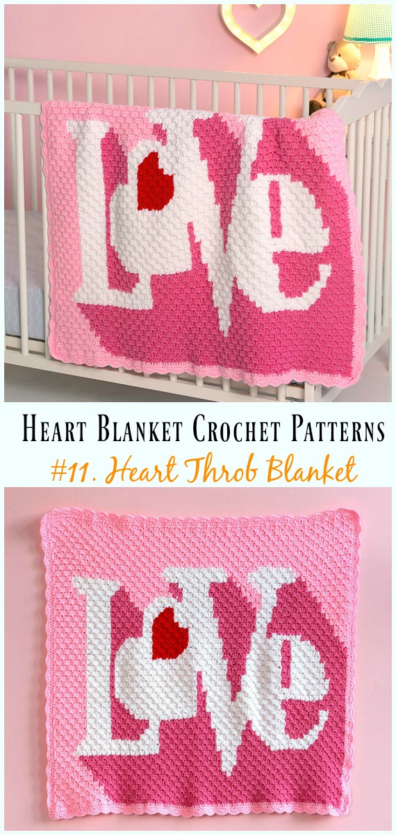 Crochet Heart Throb Blanket Free Pattern - #Heart; #Blanket; #Crochet Free Patterns