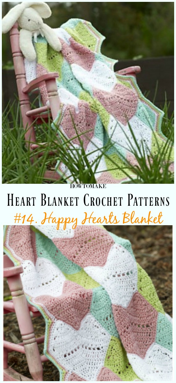 Crochet Happy Hearts Blanket Free Pattern - #Heart; #Blanket; #Crochet Free Patterns