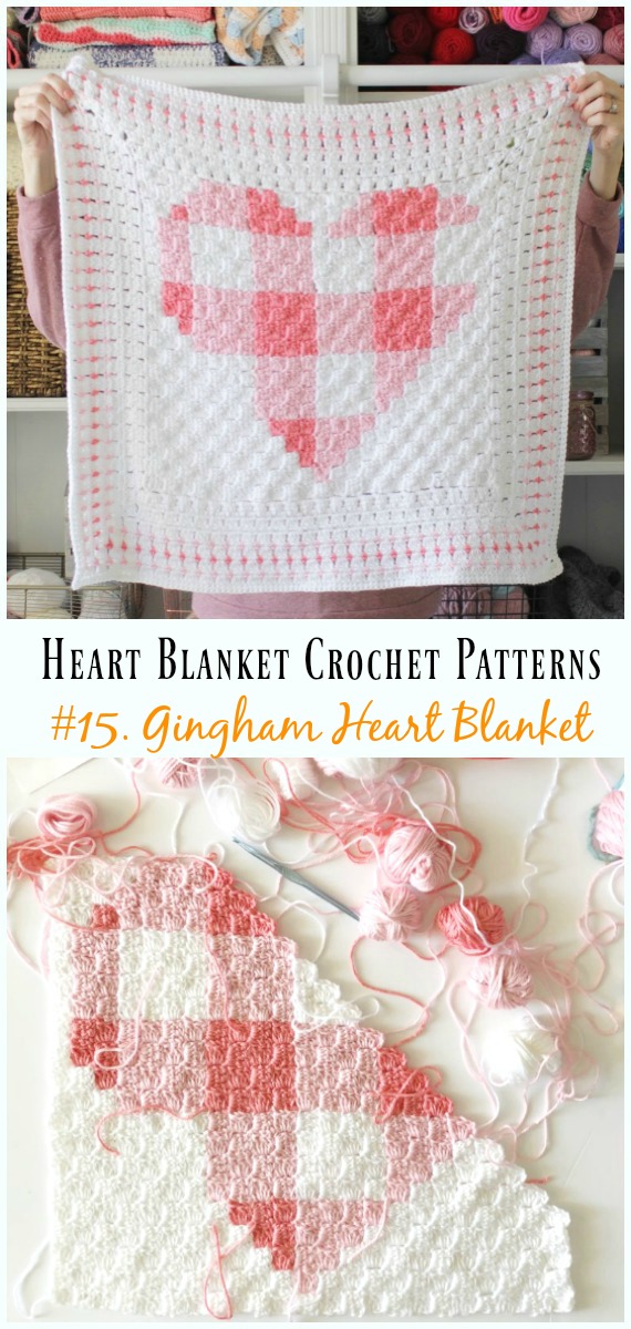 Crochet Gingham Heart Blanket Free Pattern - #Heart; #Blanket; #Crochet Free Patterns