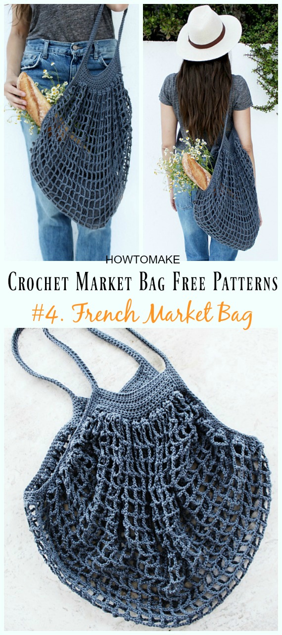 French Market Bag Crochet Free Pattern - #Crochet; Market Grocery #Bag;Free Patterns