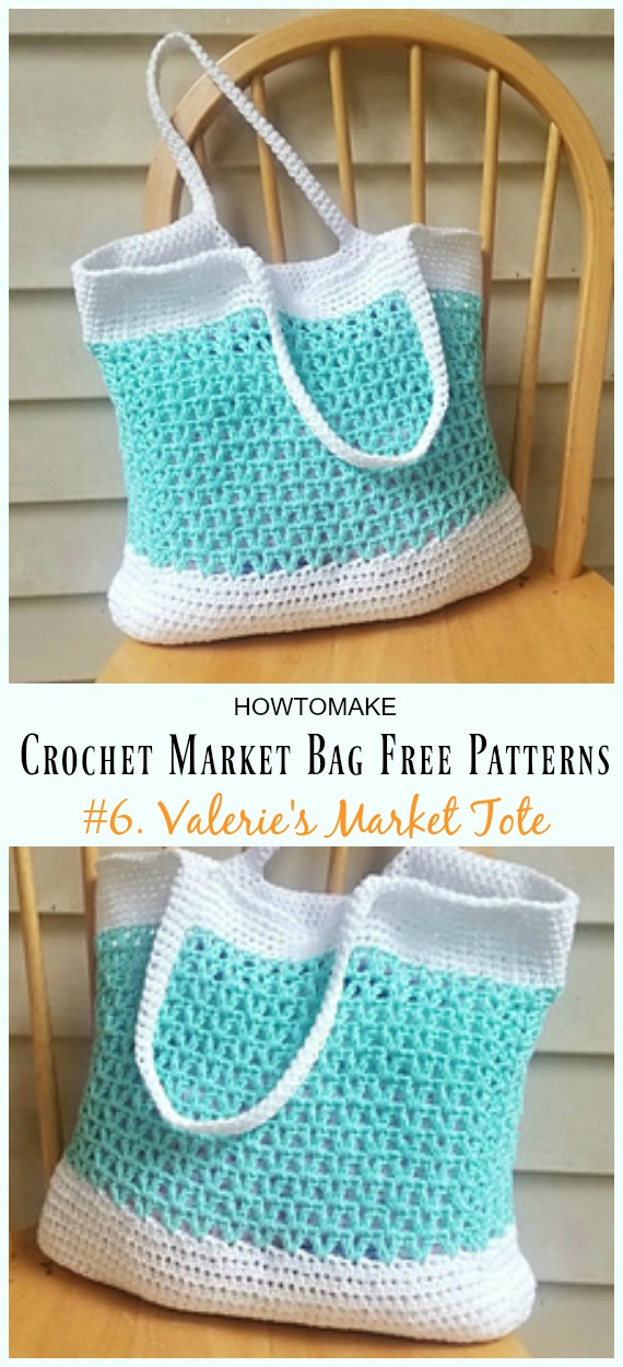 Valerie's Market Tote Bag Crochet Free Pattern - #Crochet; Market Grocery #Bag;Free Patterns