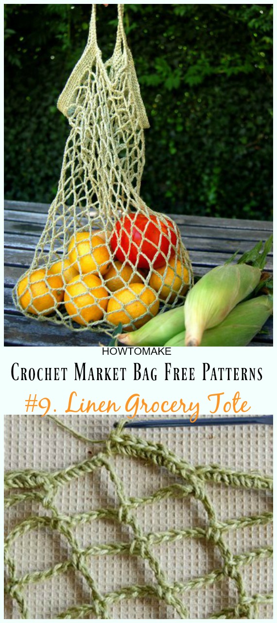 Linen Grocery Tote Crochet Free Pattern - #Crochet; Market Grocery #Bag;Free Patterns