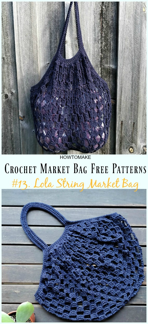 Lola String Market Bag Crochet Free Pattern - #Crochet; Market Grocery #Bag;Free Patterns